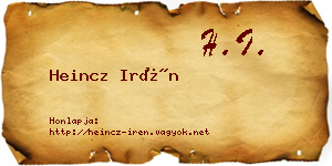 Heincz Irén névjegykártya